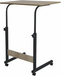 Portable Laptop Stand/Table Height Adjustable Workstation Tray On Wheels - Home Desk Over Bed Sofa - WOODEN EFFECT/BLACK