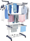 Hyfive Clothes Airer Clothes Drying Rack Extra Large 4 Tier Folding Clothes Horse Drying Rail Stainless Steel Garment Laundry Clothes Dryer Racks