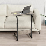 Portable Laptop Stand/Table Height Adjustable Workstation Tray On Wheels - Home Desk Over Bed Sofa - WOODEN EFFECT/BLACK