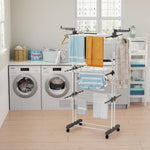 Hyfive Clothes Airer Clothes Drying Rack Extra Large 4 Tier Folding Clothes Horse Drying Rail Stainless Steel Garment Laundry Clothes Dryer Racks
