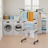 Hyfive Clothes Airer Clothes Drying Rack Extra Large 4 Tier Folding Clothes Horse Drying Rail Stainless Steel Garment Laundry Clothes Dryer Racks
