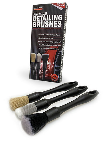 Premium Detailing Brush Set 3 Brushes Professional Car Cleaning