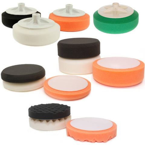 Car Detailing Foam Polishing Compound Pads - Velcro And Screw On Available - Range Of Sizes And Firmness