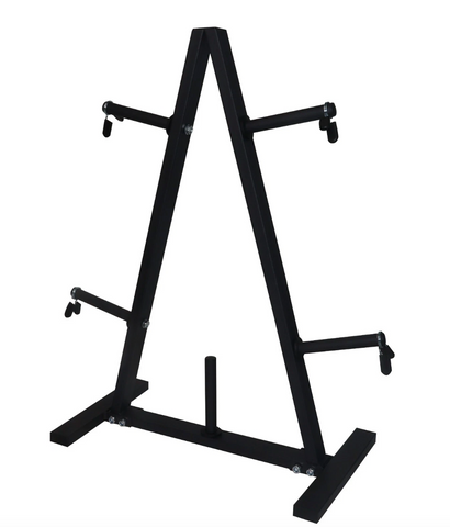 Olympic Bar Weight Plate Tree Home Gym Storage Rack for 1" Discs Includes 4 Clips