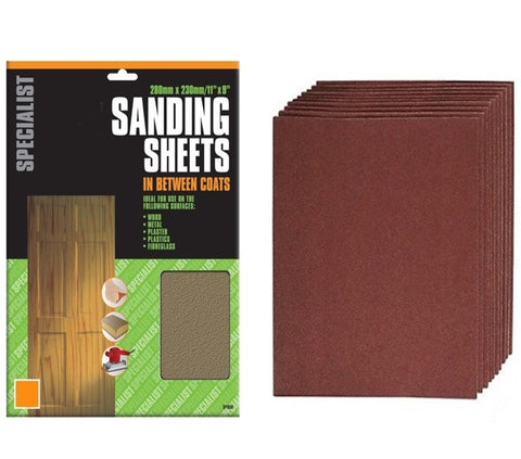 Sand Paper Sheets (280mm x 230mm) Range Of Grit 60-240 (5 Single Sheets)