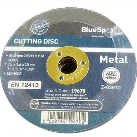 Bluespot 3" 75mm Metal Cutting Discs