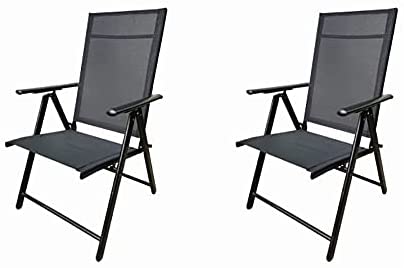 High Back Garden Outdoor Chair 9 Comfortable Positions Black Grey