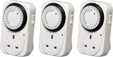 Timer Plug Socket UK 3 Pack 24 Hour Plug-in Energy Saver