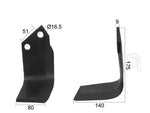 Rotavator Blade Replacement - 80x9mm - Left or Right Hand - Dowdeswell, Howard