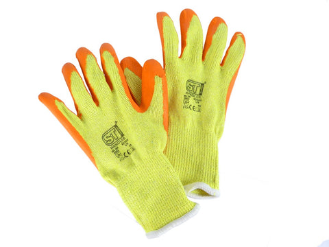 Latex Coated Orange Rubber Safety Work Gloves