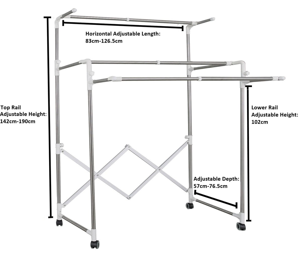 Extendable Garment Clothes Rail - Triple Rail Storage – Hyfive Products