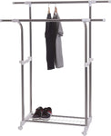 Double Rail Garment Rack With Shoe Shelf